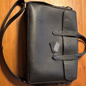 Coach Black Leather Sullivan Brief (Laptop Bag)